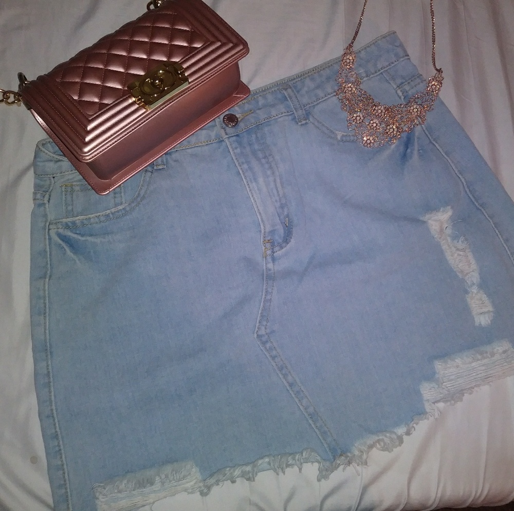 Light Washed Denim Skirt